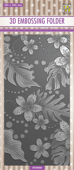 Nellie's Choice 3D Embossing Folder Slimline - Leaves & Flowers-1