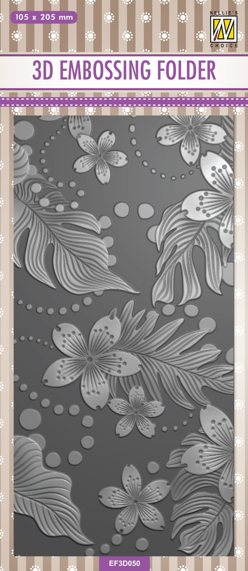 Nellie's Choice 3D Embossing Folder Slimline - Leaves & Flowers-1