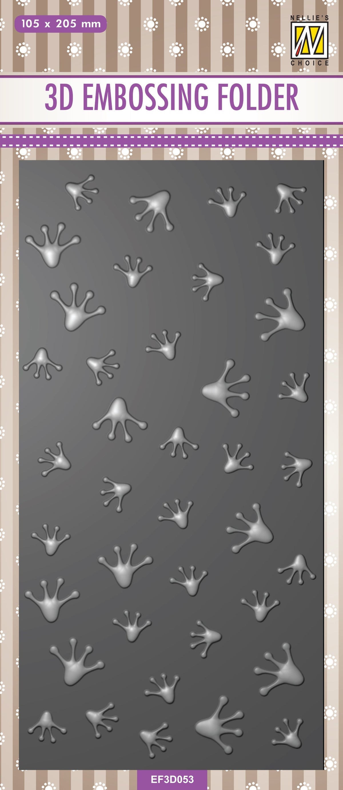 Nellie's Choice 3D Embossing Folder Slimline - Frog Series - Frog Footprints-1