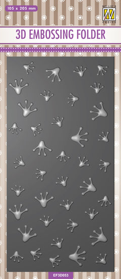 Nellie's Choice 3D Embossing Folder Slimline - Frog Series - Frog Footprints-1