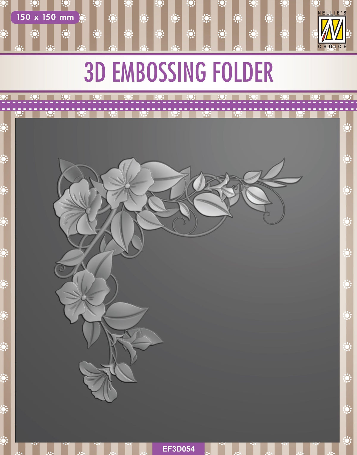 Nellie's Choice 3D Embossing Folder Square - Flower Corner 1-1