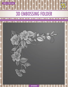 Nellie's Choice 3D Embossing Folder Square - Flower Corner 1-1