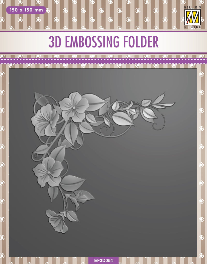 Nellie's Choice 3D Embossing Folder Square - Flower Corner 1-1