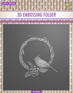 Nellie's Choice 3D Embossing Folder Square - Christmas Bird-1