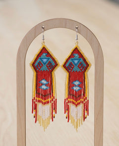 Beaded thunderbird earrings yellow-1
