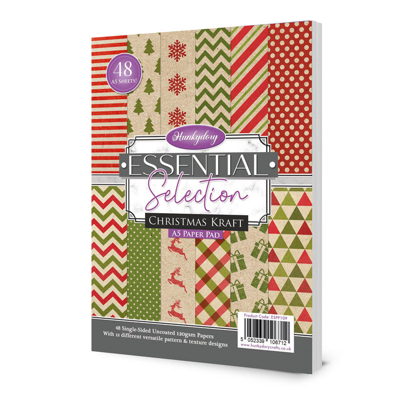 Bloc de papier Hunkydory Essential Selection - Kraft de Noël-1