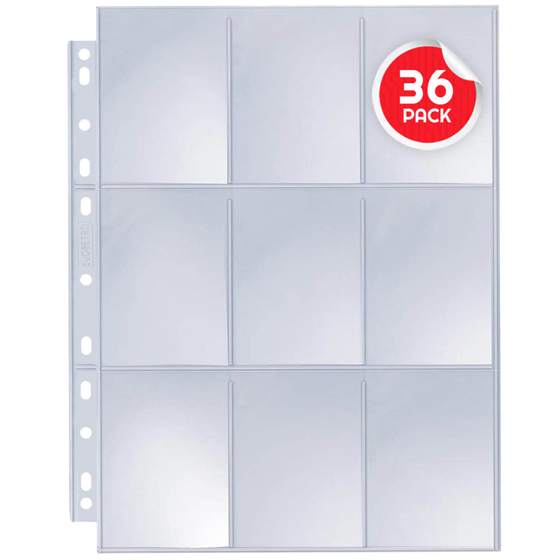 EVORETRO 9-Pocket Binder Pages for Trading Cards | 40 Sheets-8