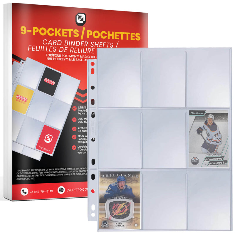 EVORETRO 9-Pocket Binder Pages for Trading Cards | 40 Sheets-1