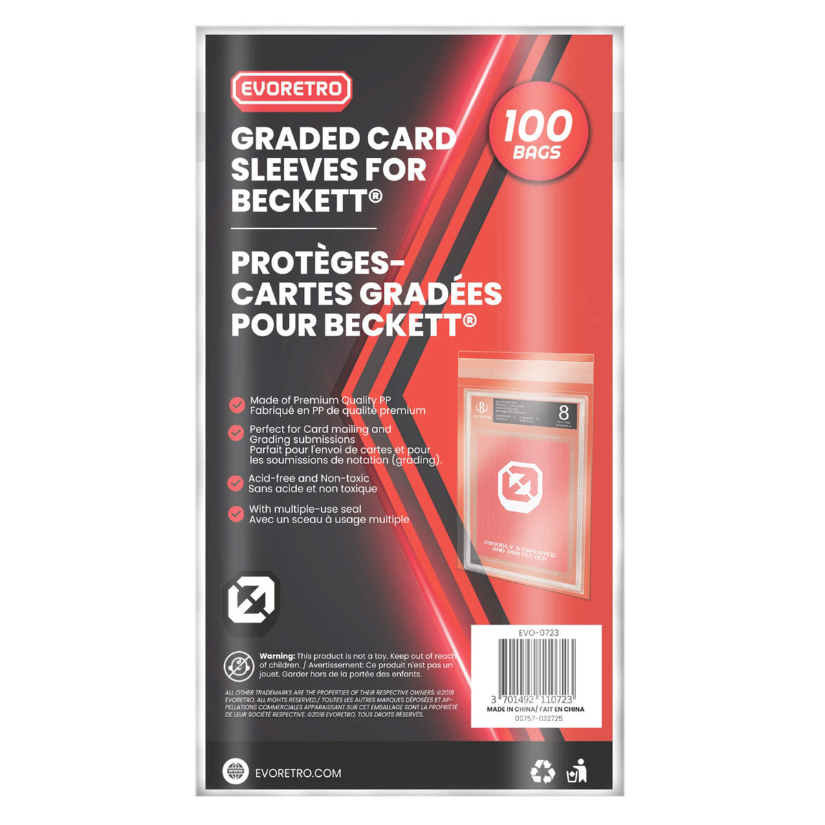 EVORETRO Graded Card Sleeves for Beckett and bumper  – Pack of 100