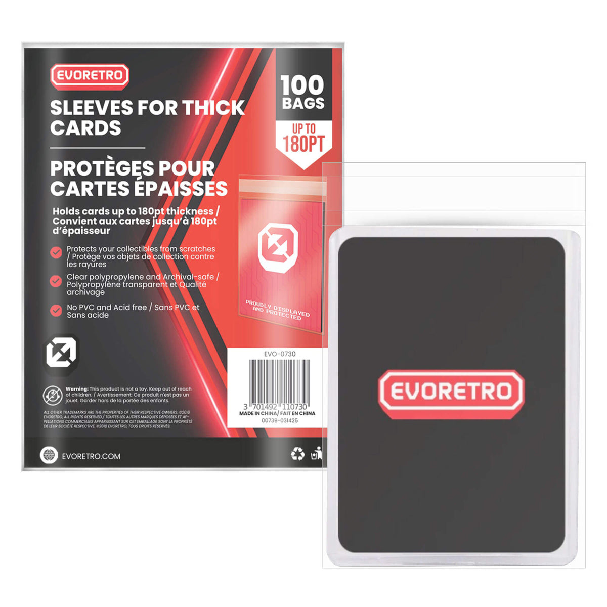 Large Card Sleeves – Fits Thick Cards Up to 180pt (Pack of 100)-1