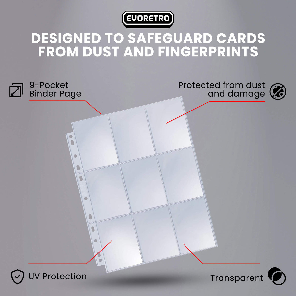 EVORETRO 9-Pocket Binder Pages for Trading Cards | 40 Sheets-5