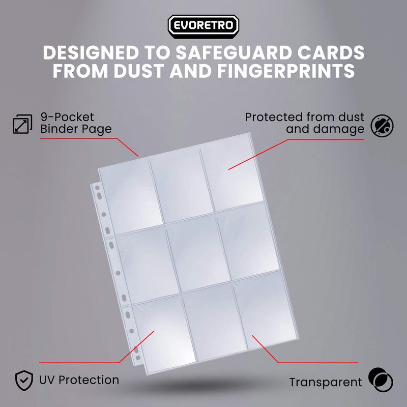 EVORETRO 9-Pocket Binder Pages for Trading Cards | 40 Sheets-5