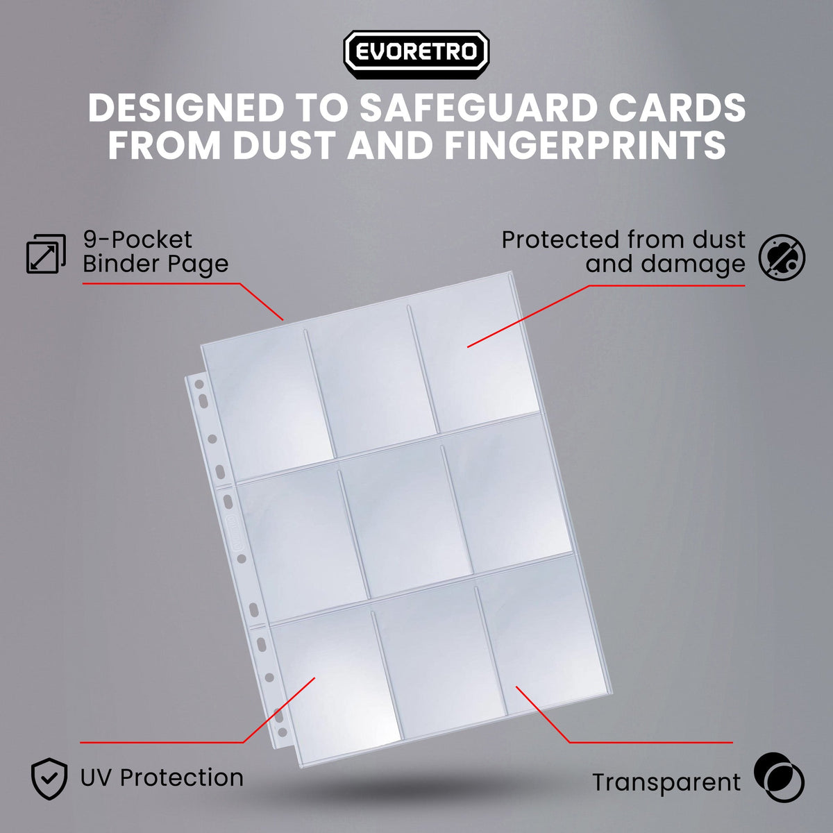 9 Pocket Binder Pages for Trading Cards – 100 Pack-3
