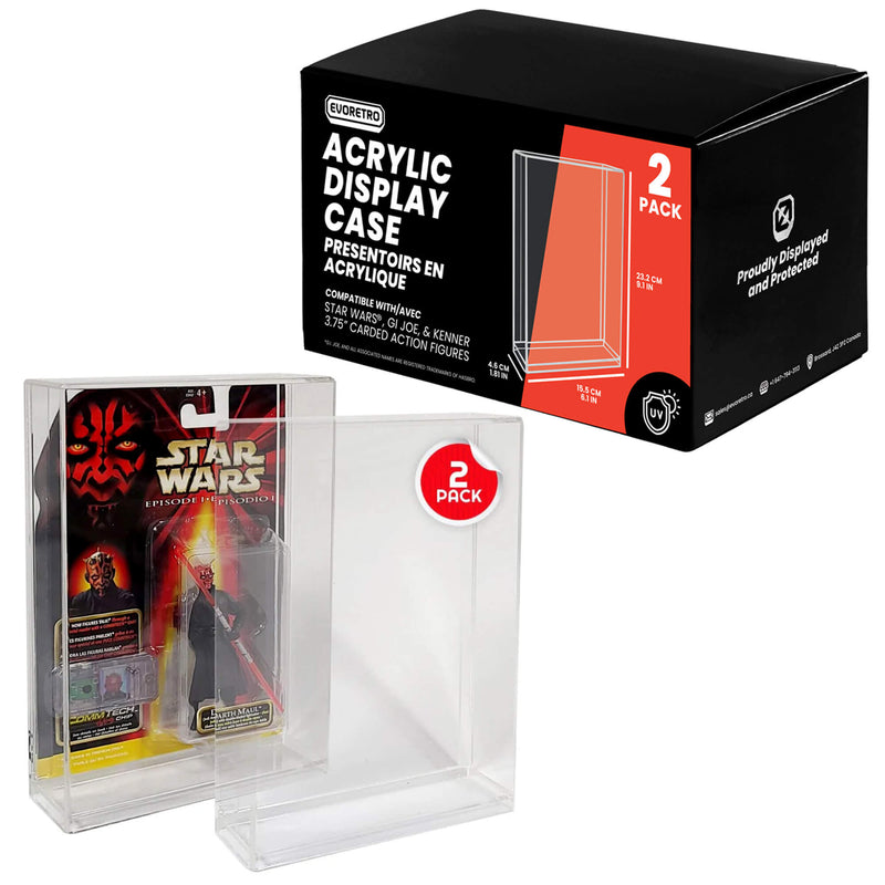 Acrylic Display Case for Star Wars & GI-Joe Carded 3.75" Action Figure Pack of 2-4