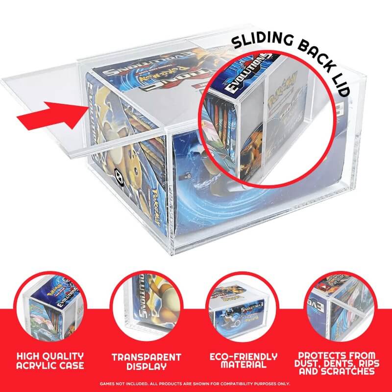 Pokemon Booster Box w/ Sliding Lid Anti-UV - EVORETRO Acrylic Protector 4.0MM-6