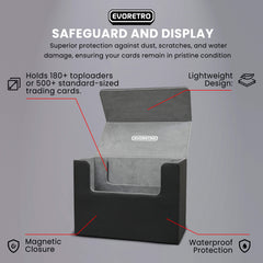 EVORETRO Magnetic Card Holder - 180+ Toploaders or 500+ Trading Cards | Black/Grey-6