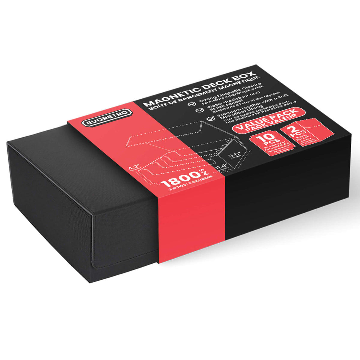 EVORETRO Magnetic Card Deck Storage Box - Holds 1800 Cards-4