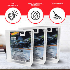 EVORETRO Acrylic Protector Case for Hot Wheels Premium, Pack of 2-3