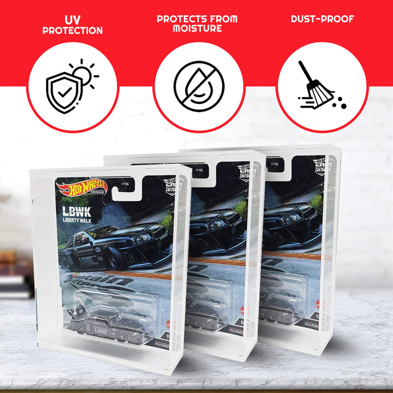 EVORETRO Acrylic Protector Case for Hot Wheels Premium, Pack of 2-3