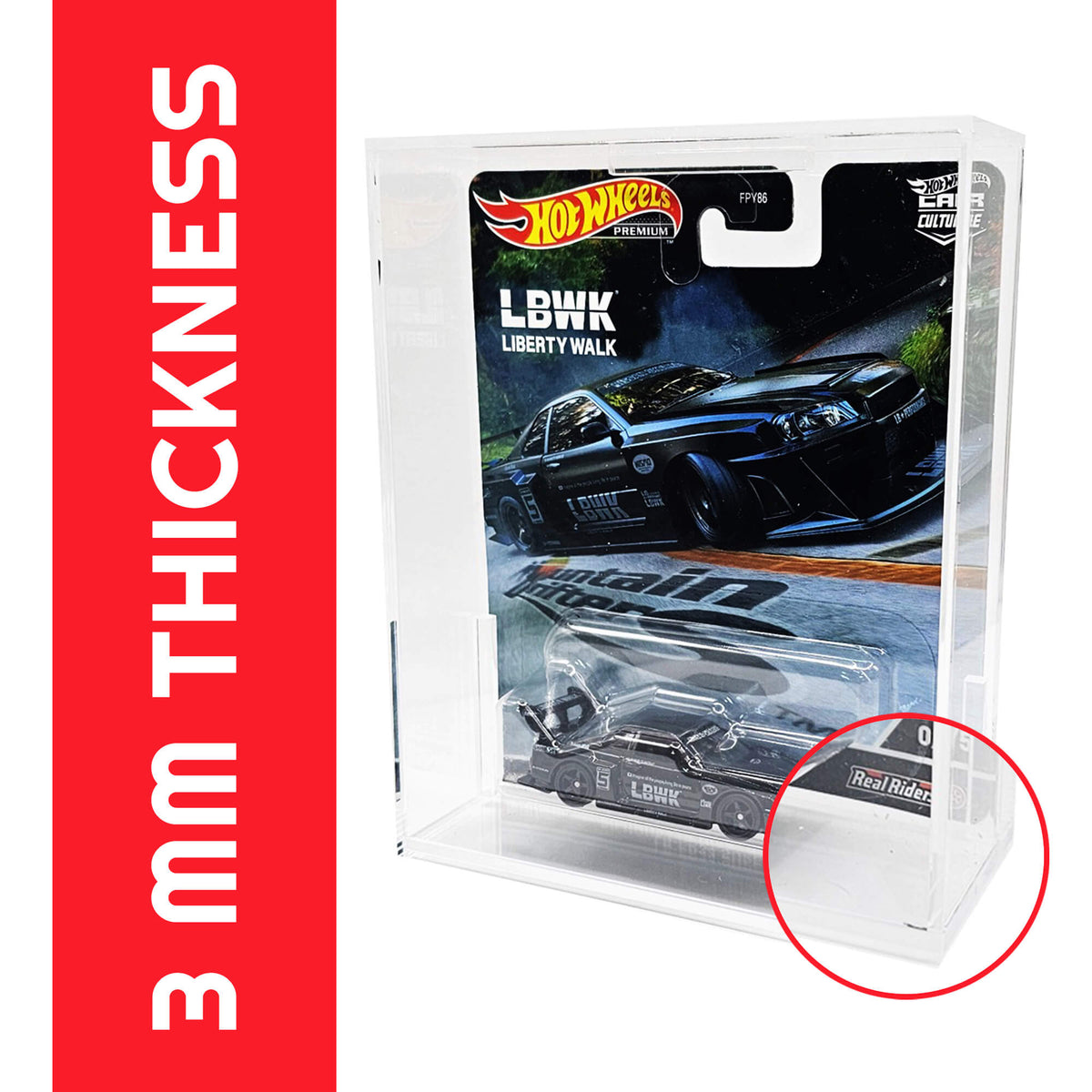 EVORETRO Acrylic Protector Case for Hot Wheels Premium, Pack of 2-6