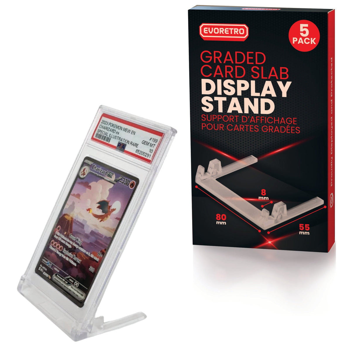 Transparent PSA & CGC Graded Card Slab Display Stand - 5-Pack Clear Holder for Graded Cards 5 PACK-1