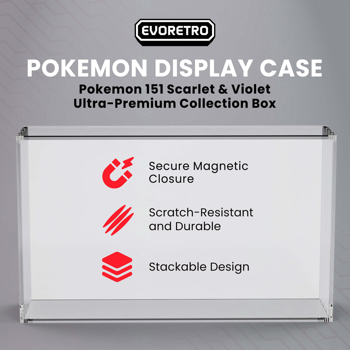 EVORETRO Acrylic Case Display for Pokemon 151 Scarlet Mega Charizard EX & Violet Ultra-Premium Collection Box-4