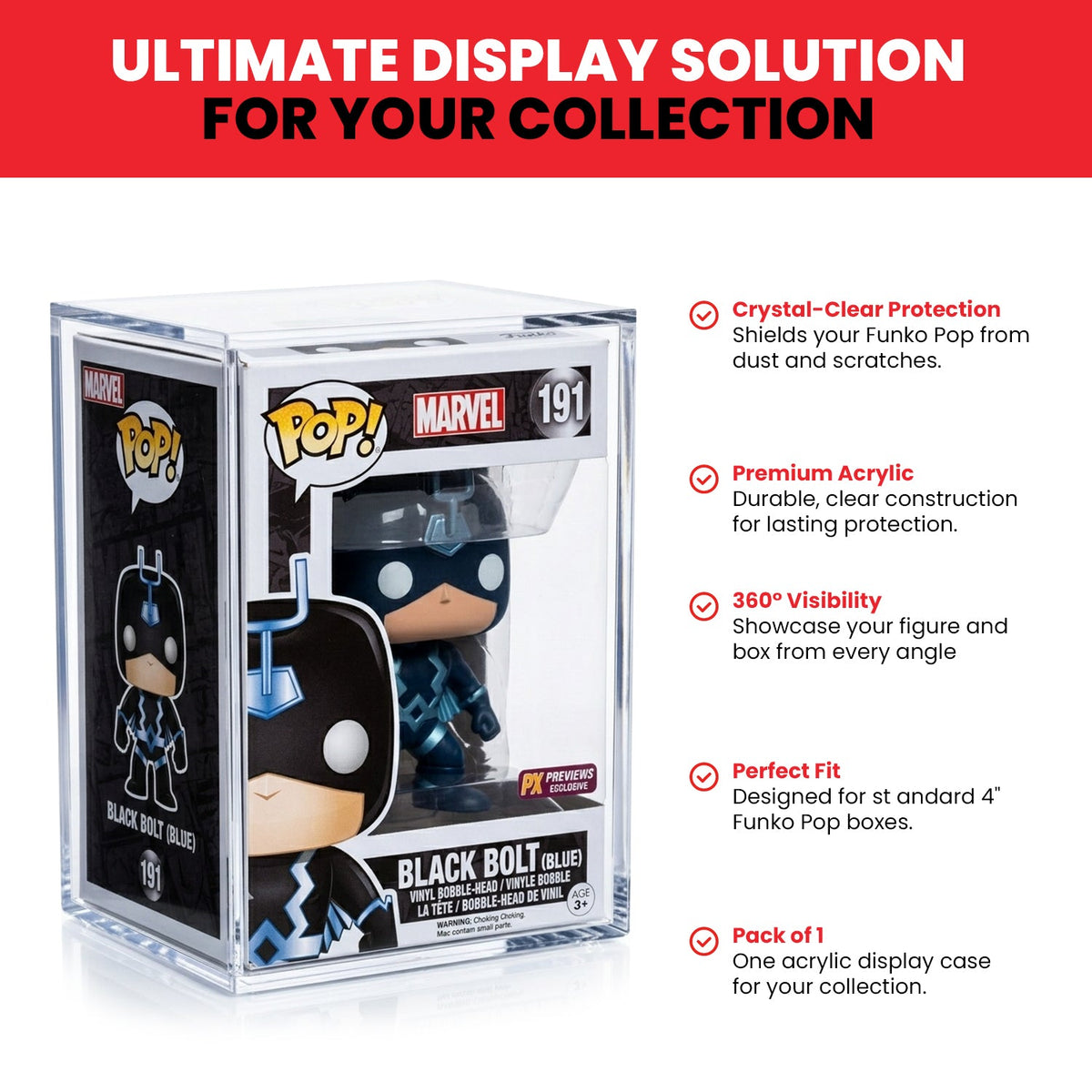 EVORETRO Acrylic Case Display for Standard size 4" Funko Pop Pack of 1-30