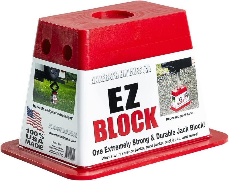 ANDERSEN HITCHES | RV Accessories | Single Trailer EZ Jack Block| Leveling System | RV Stabilizer Stands | Heavy Duty Camper Level for RVs | 3621-1