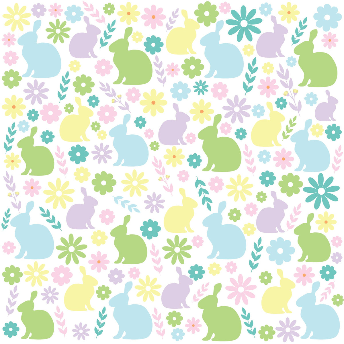 Easter Rabbits Flowers Adhesive Vinyl-1