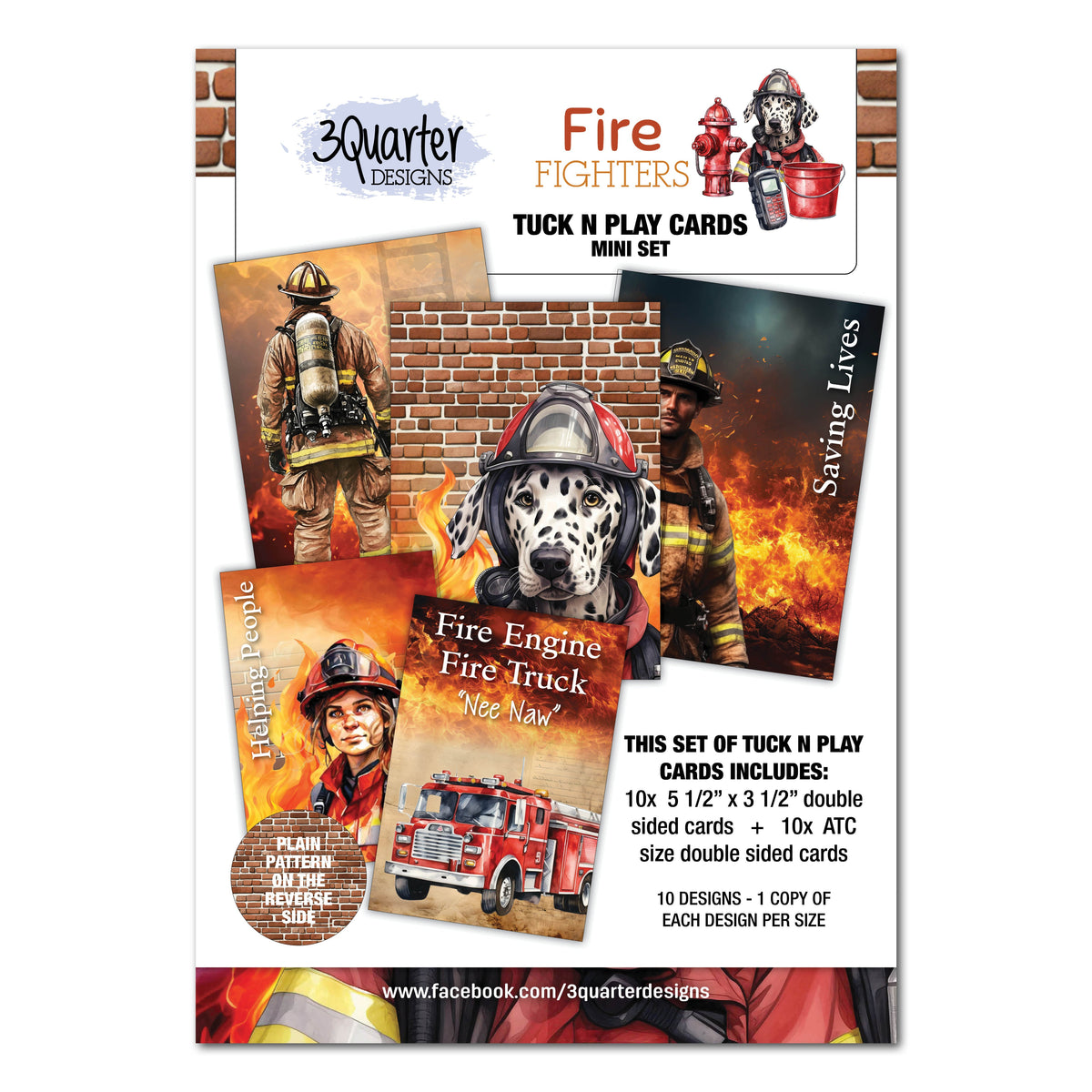 Cartes à jouer et à emporter 3 Quarter Designs Pompiers-1
