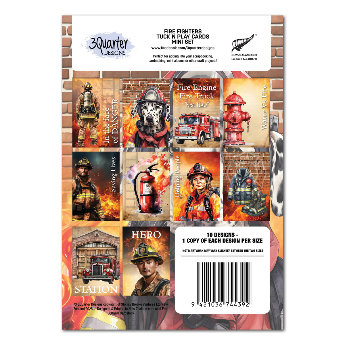 Cartes à jouer et à emporter 3 Quarter Designs Pompiers-2
