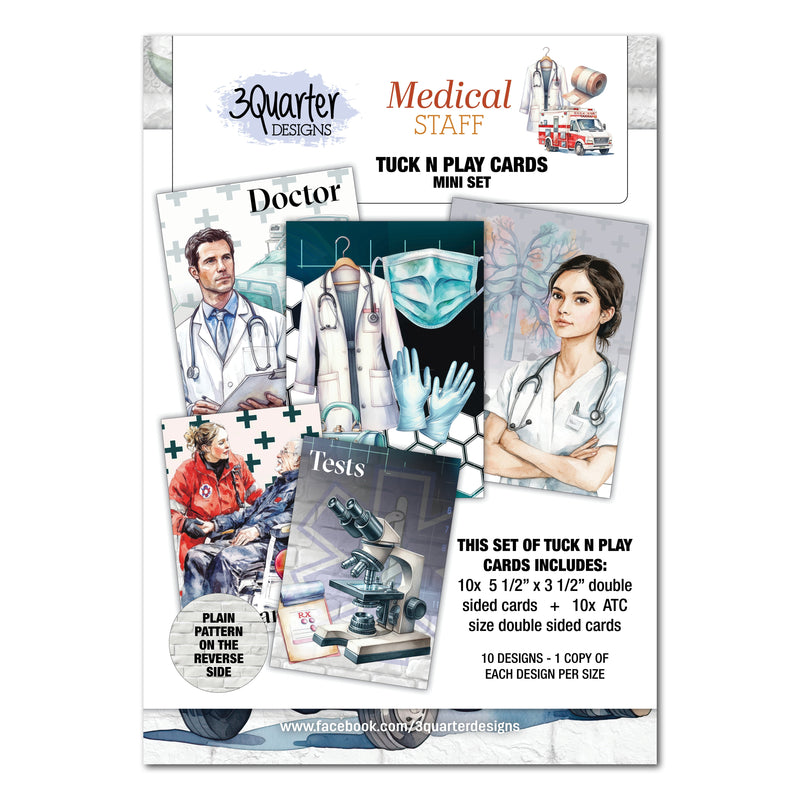 Cartes Mini Tuck N Play pour personnel médical, motifs 3 Quarter Designs-1