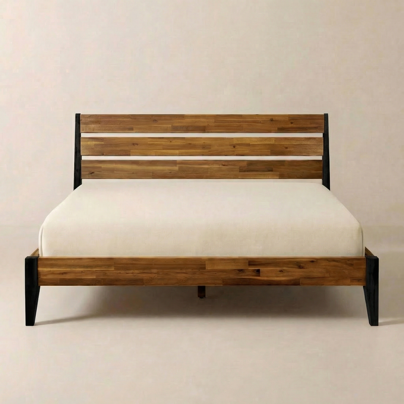 [Buy 1 Get 1] Emery Solid Wood Bed Frame & Nightstand-1