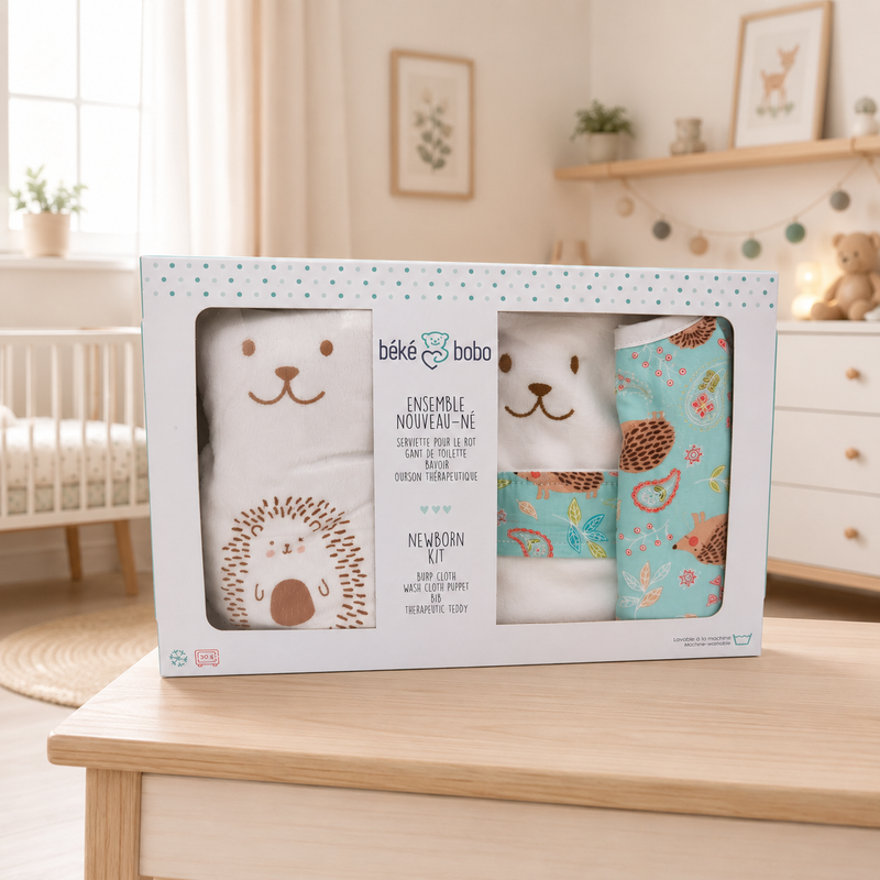 Gratitude Newborn Gift Set - Hedgehog Print-2