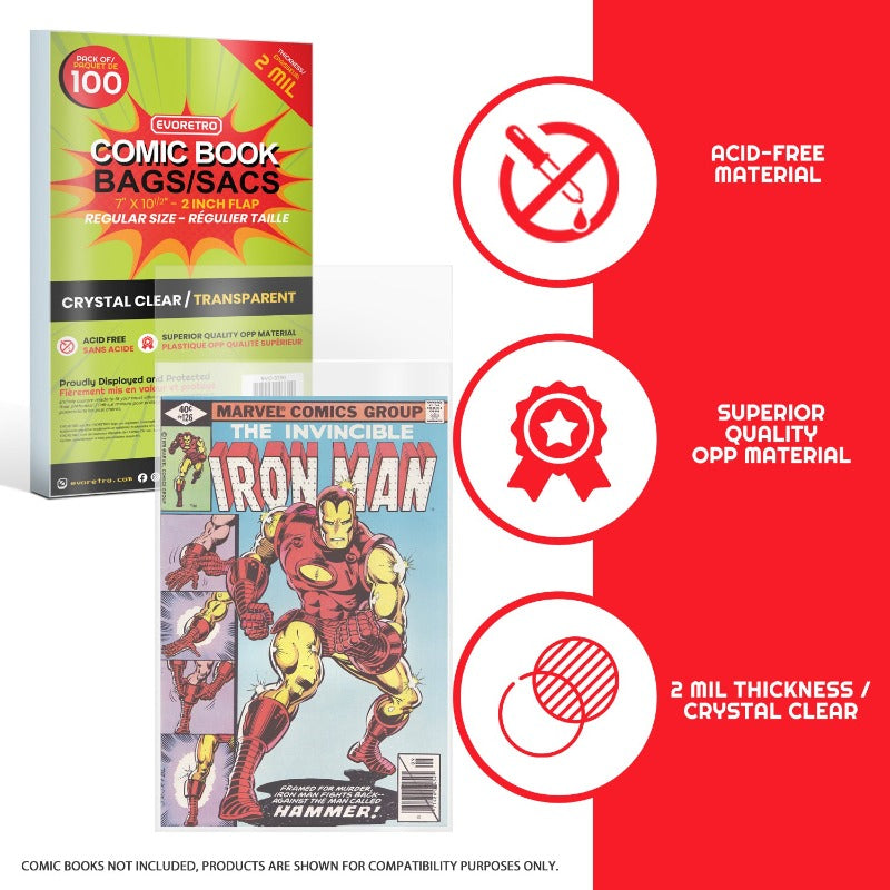 Regular Comic Book Bags Comics - 2 MIL-3