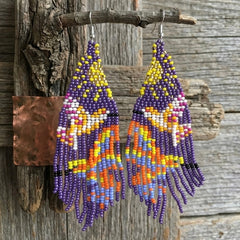 Purple Sky Dancer Beaded Earrings-2