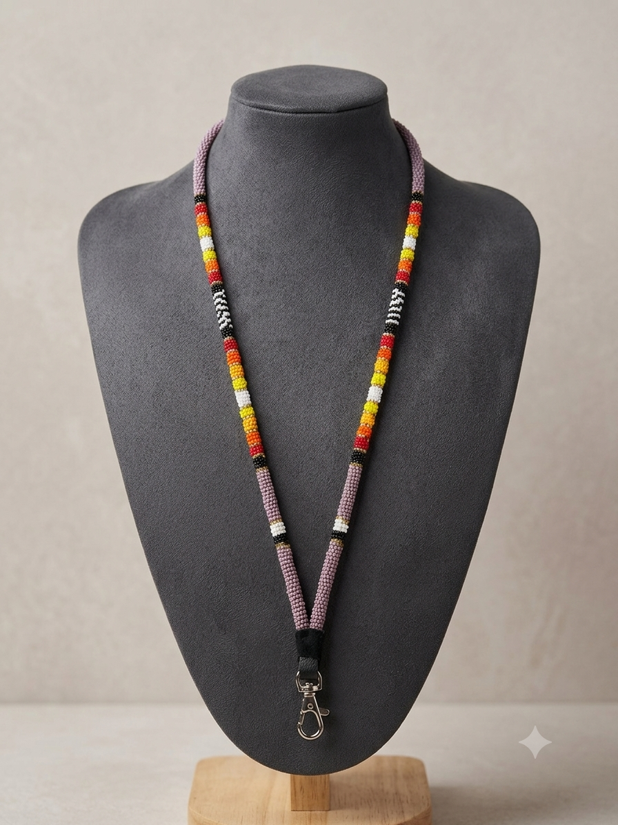 Round Beaded Lanyard(Purple)-1