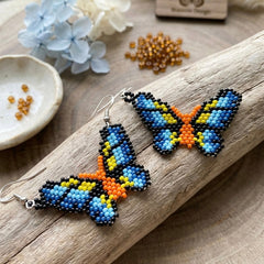 Orange Butterfly Beaded Earrings-1