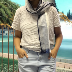 Bluish Grey Multicolor Alpaca Shawl-2