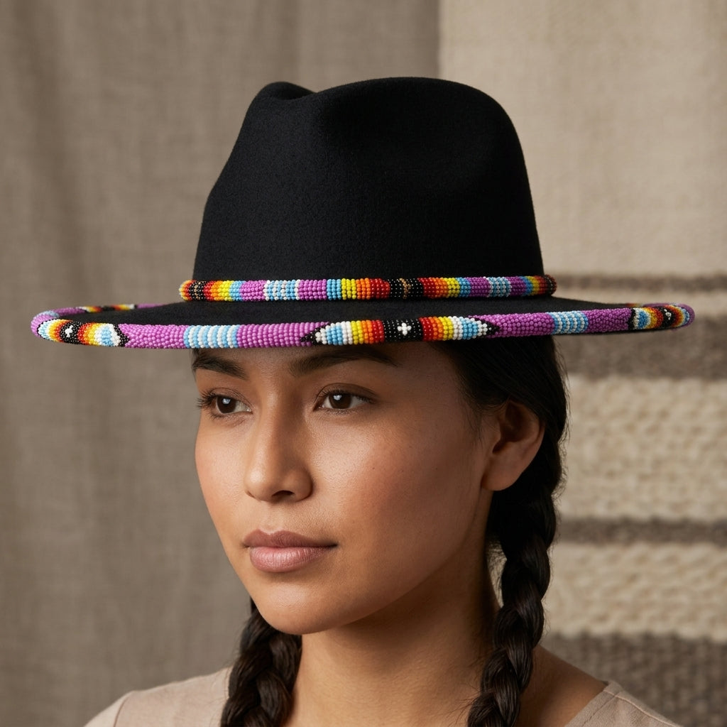 Size-59 Handmade Beaded Hat-5
