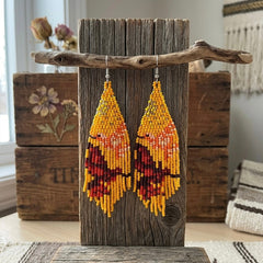 Mustard Sky Dancer Beaded Earrings-5