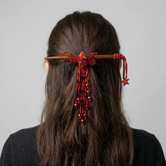 Red & Black Hummingbird Beaded Hair Stick-4