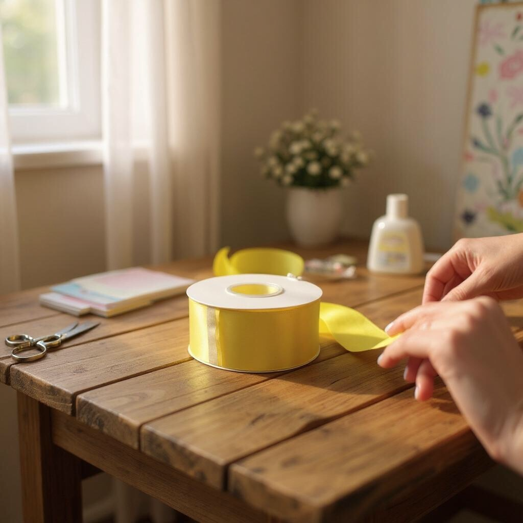 Satin Ribbon Double Face-Yellow #640- 3.8 cm Wide-2