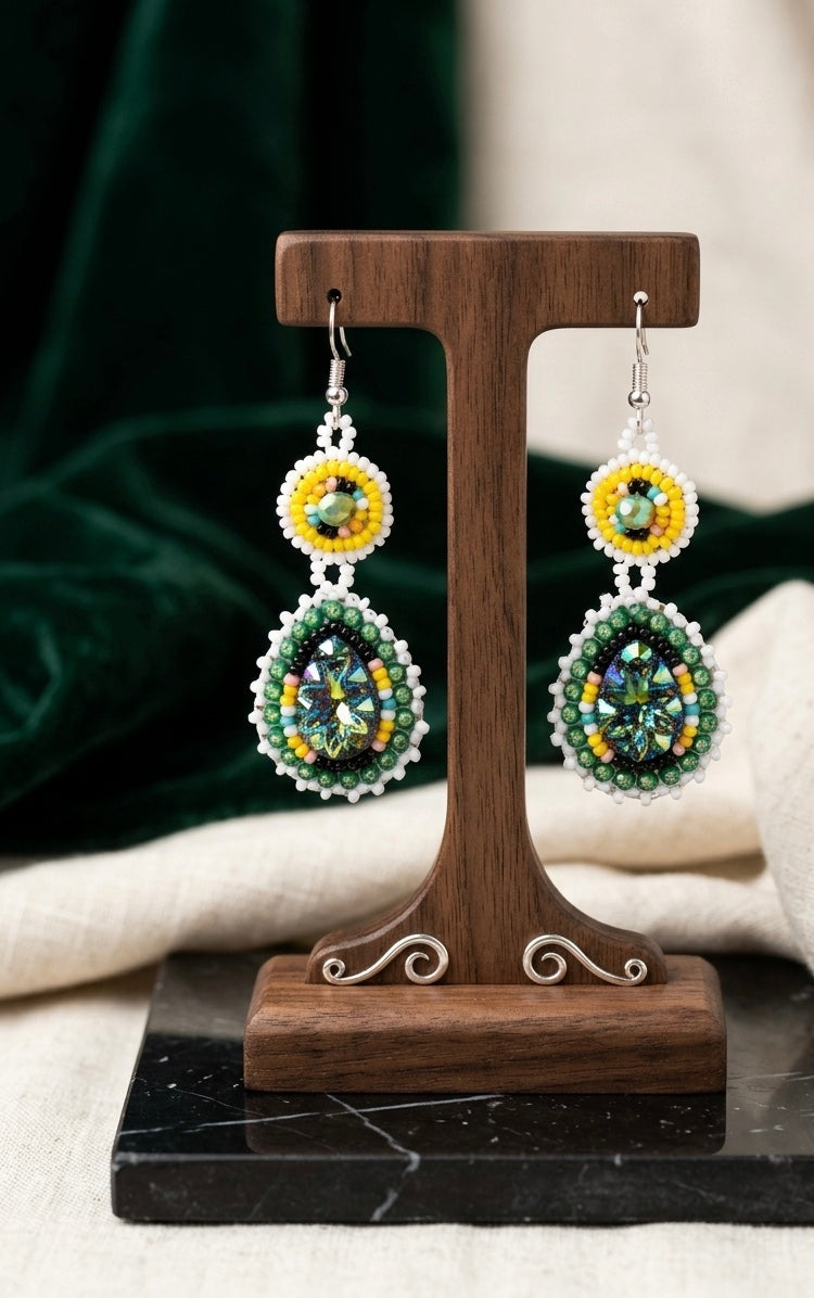 Drop Beaded Earrings green collection-7