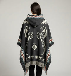 Horses HandMade Wool Poncho-7
