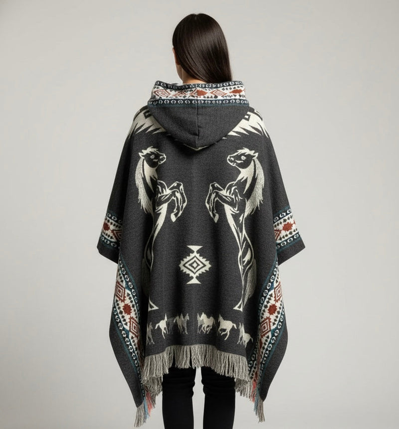 Horses HandMade Wool Poncho-7