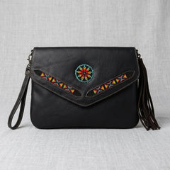 Leather beaded Crossbody bag(Chocolate Brown)-4