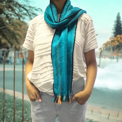 Green Multicolor Alpaca Shawl-2