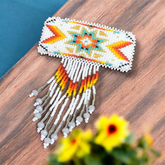 Rectangular Fringed Barrette - Golden-2