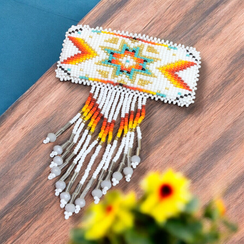 Rectangular Fringed Barrette - Golden-2